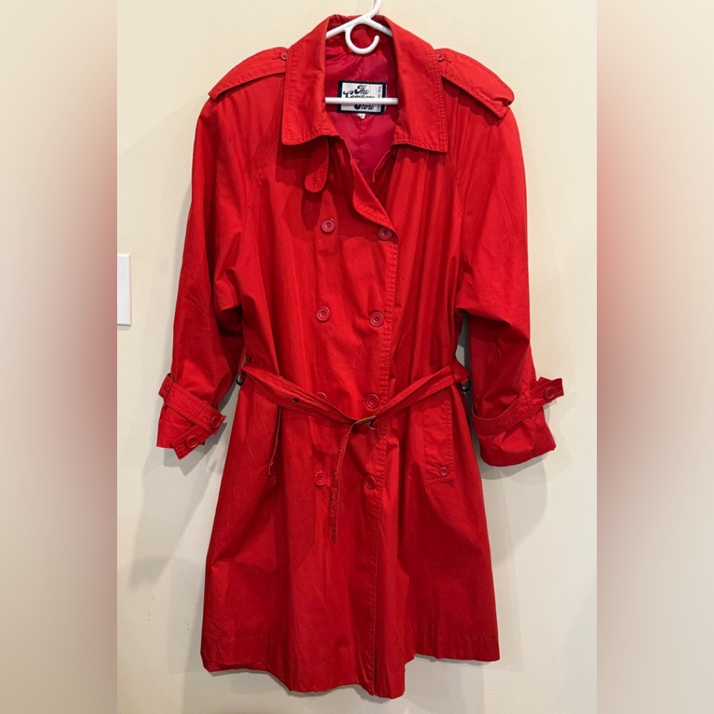 The Company Store Red Doublebreasted Trench Belt Raincoat light